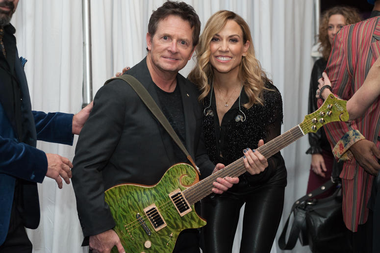 Michael J. Fox and Sheryl Crow Backstage at Funny Thing 2019 Gala.