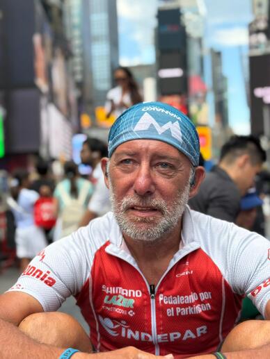 Alejandro Carcano resting after arriving in New York City. 