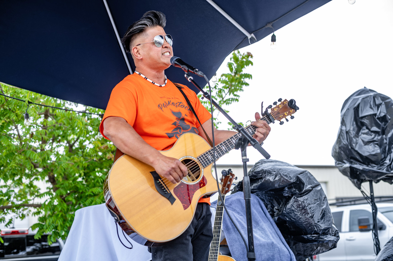 Solo performer with a guitar