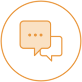 minimalist line drawing of speech bubbles