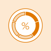 Illustrated progress indicator by percentage.