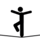 A stick figure person on a tightrope