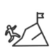 Stick figure person running up a hill