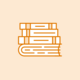 Illustrated stack of books.