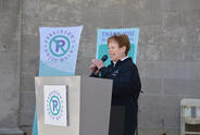 Carol Walton speaking at the Parkinson's Unity Walk