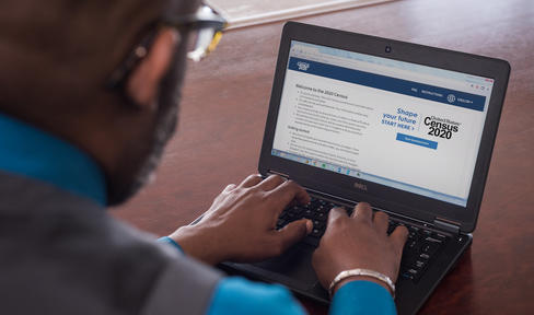 Man viewing the 2020 Census website.