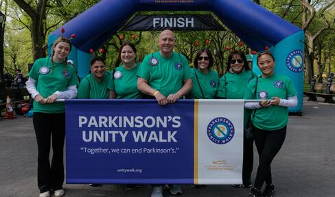 One team at the finish line of the 2024 Parkinson's Unity Walk