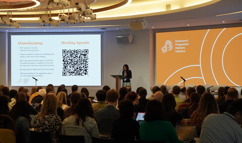 MJFF's Sohini Chowdhury, chief program officer, presenting at the 2025 PPMI annual investigator's meeting.