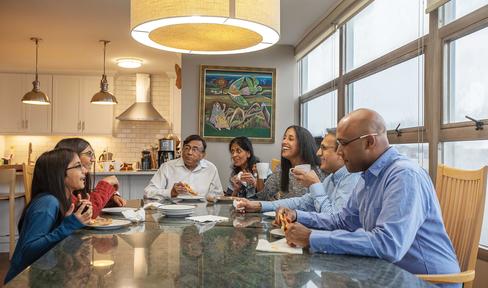 Multi generations of the Parikh family gather for dinner