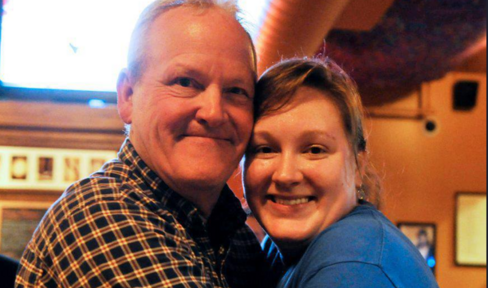 Kate Harmon hugging her late father, Bob Harmon.