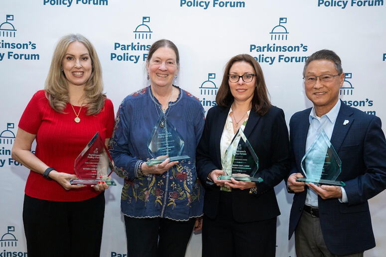 Recipients of the 2026 Udall Public Service Awards, from left to right: Esther Labib-Kiyarash, Suzanne Cameron, Kathleen Crist and Gil Kim