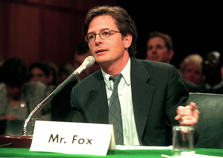 Michael J Fox testifying in front of congress