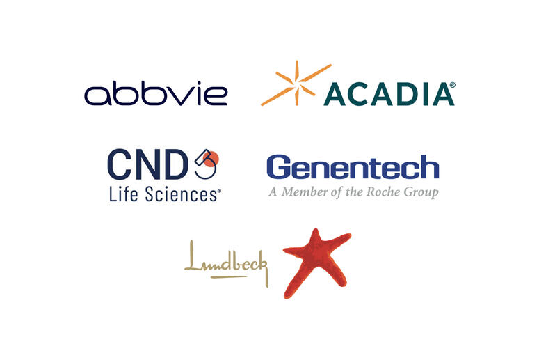 Logos for the Current PDEC Members: Abbvie, Acadia, CND Life Sciences, Genentech, Lundbeck
