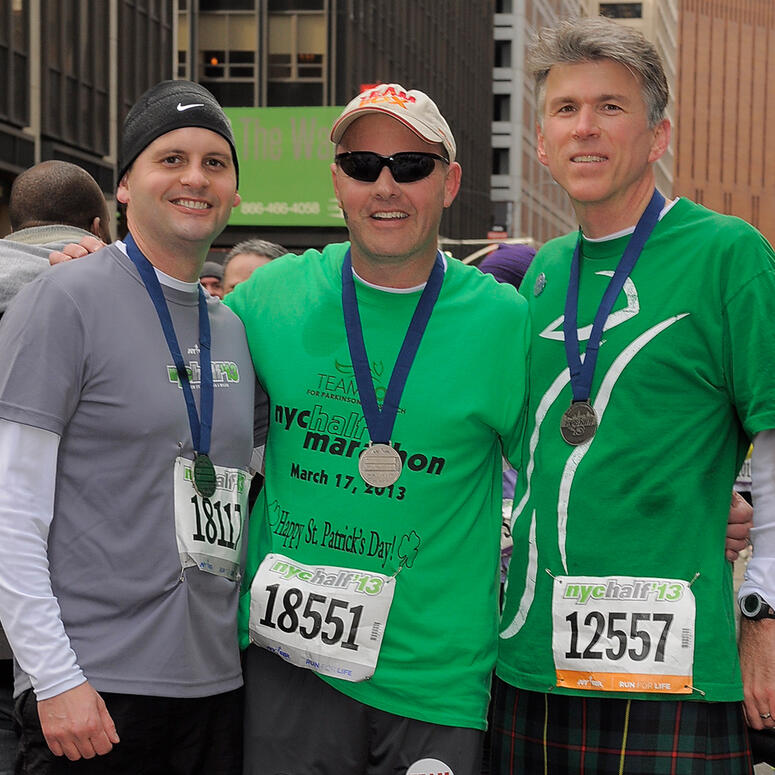 Tom and friends after completing the NYC Half Marathon on behalf of Team Fox