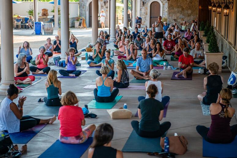 Fox Flow participants during a yoga class.