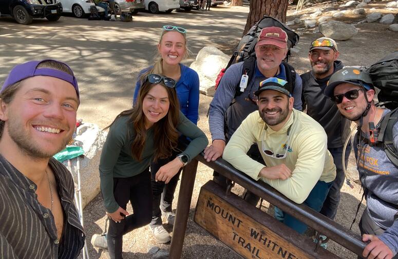 Our full team, tired and full of spirit, after finishing our trek — Jackson, me, Malea, Murray, Jared K., Matt and Jared S.