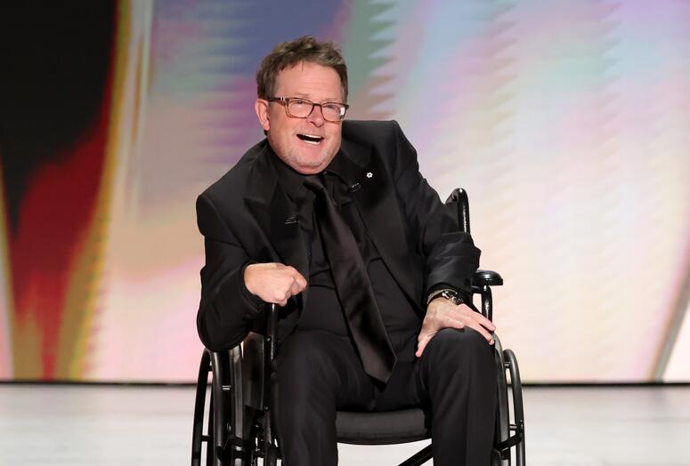 Michael J. Fox accepts the Bob Hope Humanitarian Award at the 78th Primetime Emmy Awards