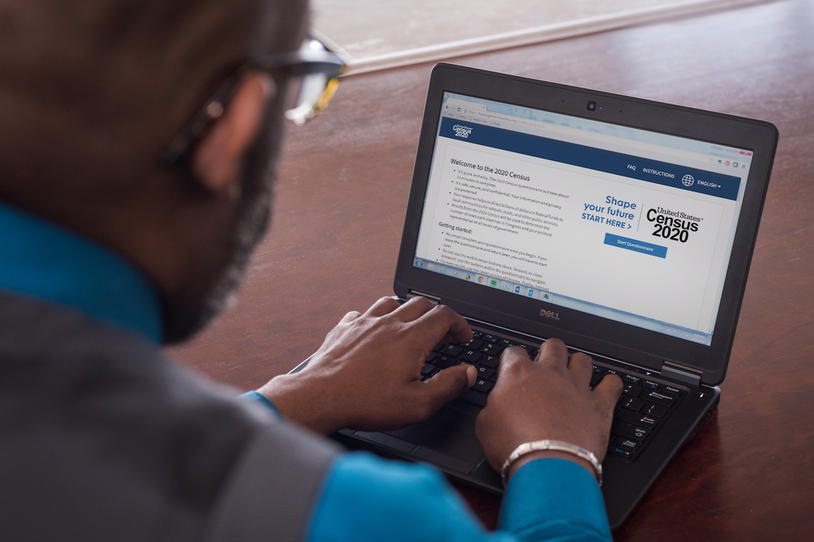 Man viewing the 2020 Census website.