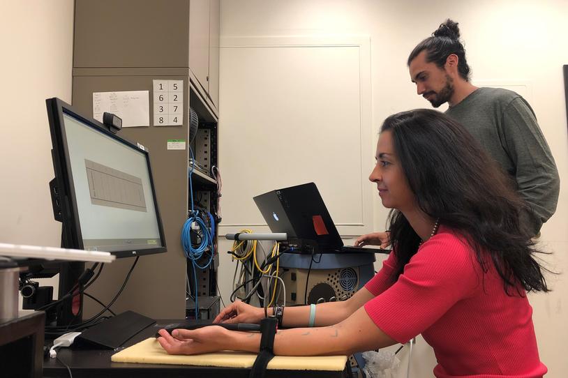 Brittany Meyer participating as a healthy control in a clinical trial.