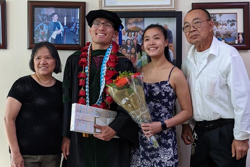 The Nguyen family — Hang, Andrew, Athena and Hien — at Andrew’s medical school graduation. 