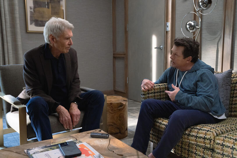 Michael J. Fox appears alongside Harrison Ford in season three of the hit Apple TV series “Shrinking.” (Photo courtesy of Apple TV)