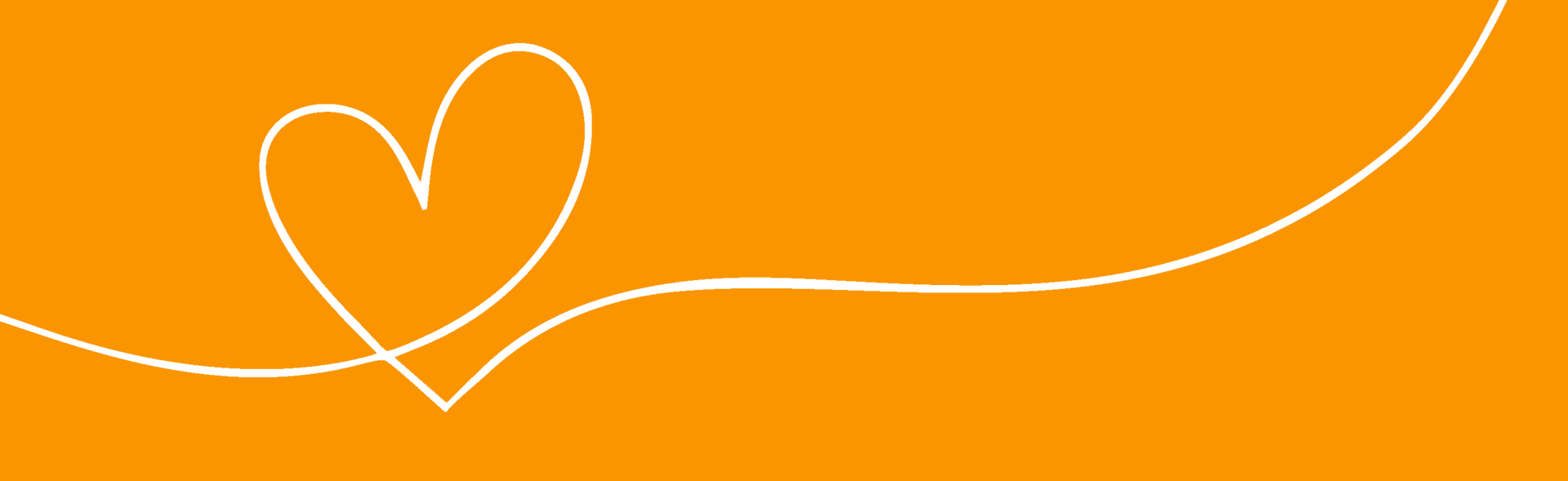 a white line forming a heart across an orange background