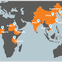 Map of Africa, East Asia and India where researchers are expanding genetic research for Parkinson's disease.