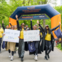A group celebrates at the finish line of the 2026 Parkinson's Unity Walk.