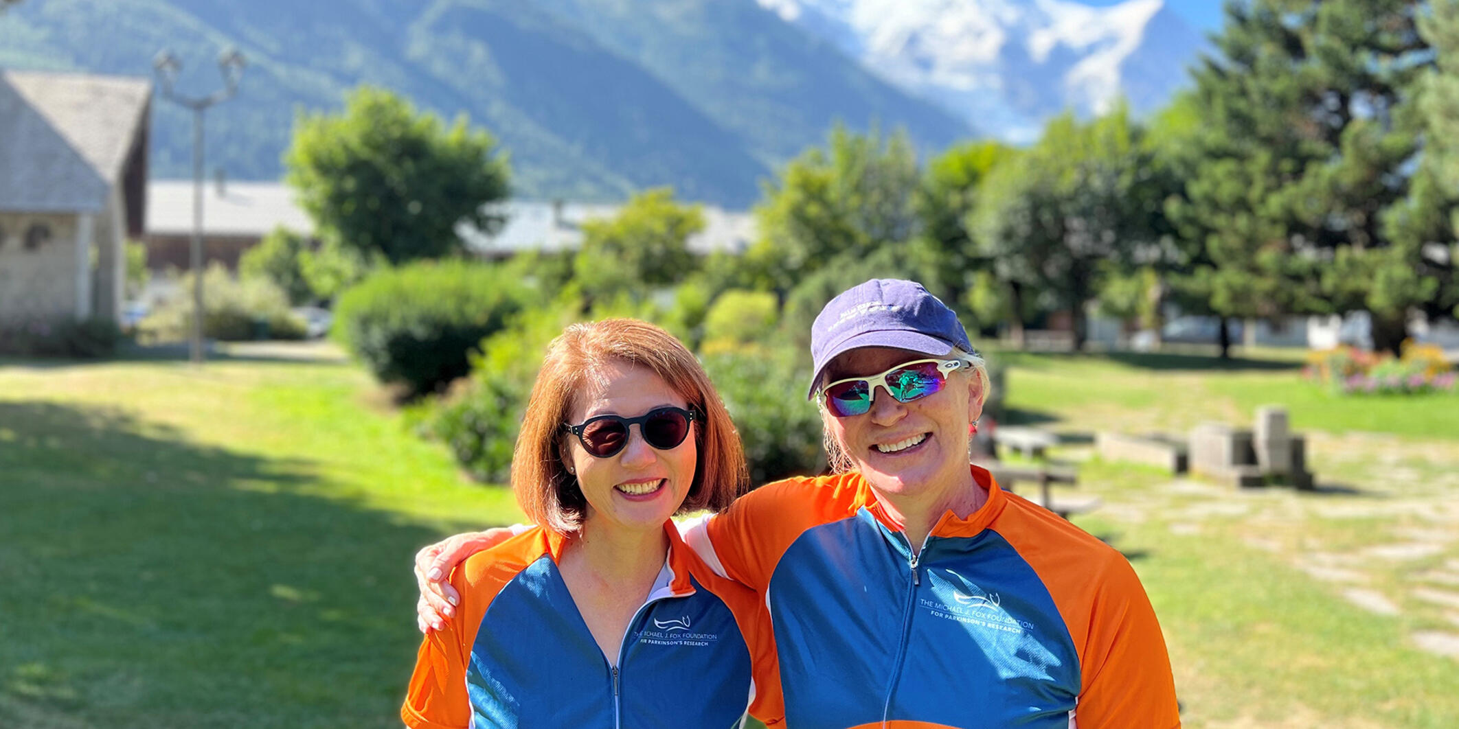 Wanda Kim Lilley and fellow cyclist in Chamonix